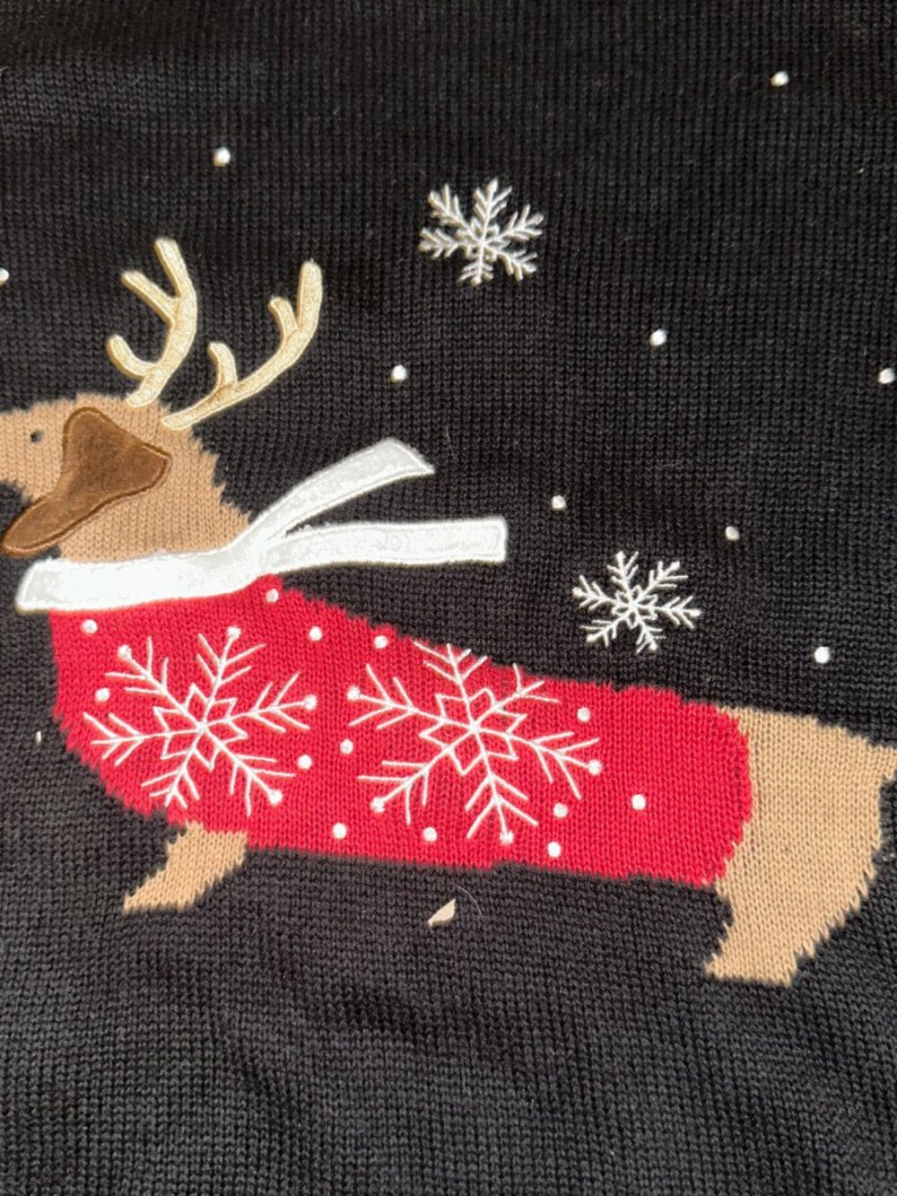 Christopher & Banks Reindeer Dachshund Christmas Sweater Women’s L Large - Picture 2 of 6